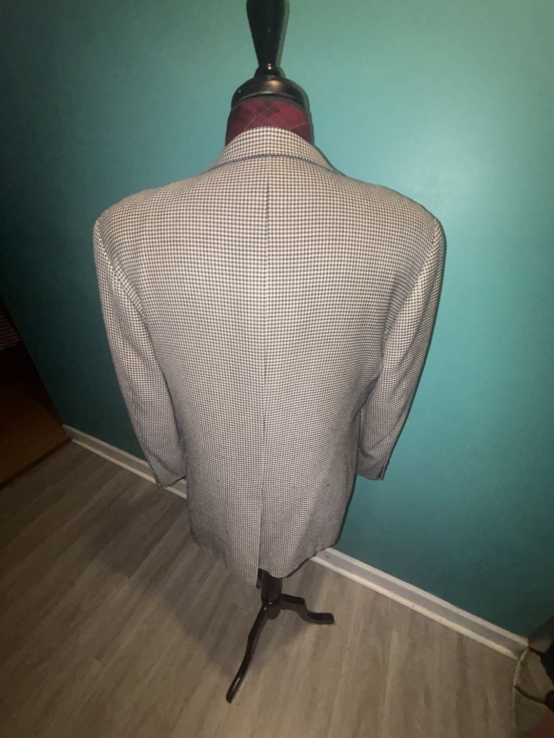 Hickey Freeman Canterbury Houndstooth Sport Coat Size 40 Reg Silk Wool 9