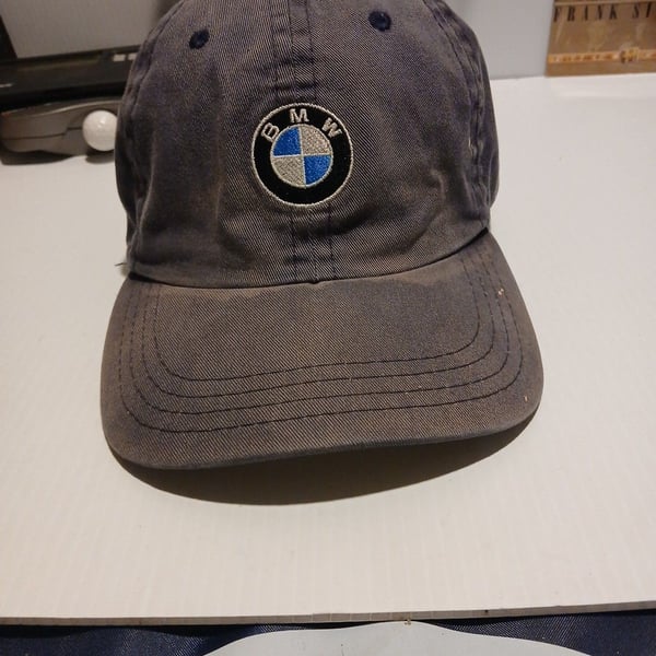 BMW Embroidered Logo Vintage Faded Cotton Dad Hat Blue Adjustable