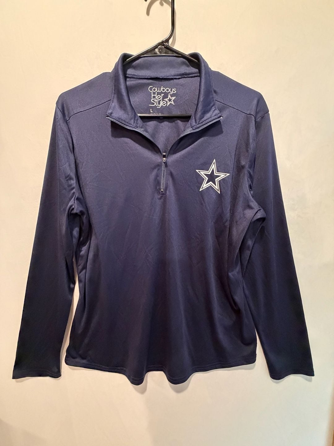 Cowboys Her Style Dallas Cowboys 1/4 Zip Pullover Size L Navy 2