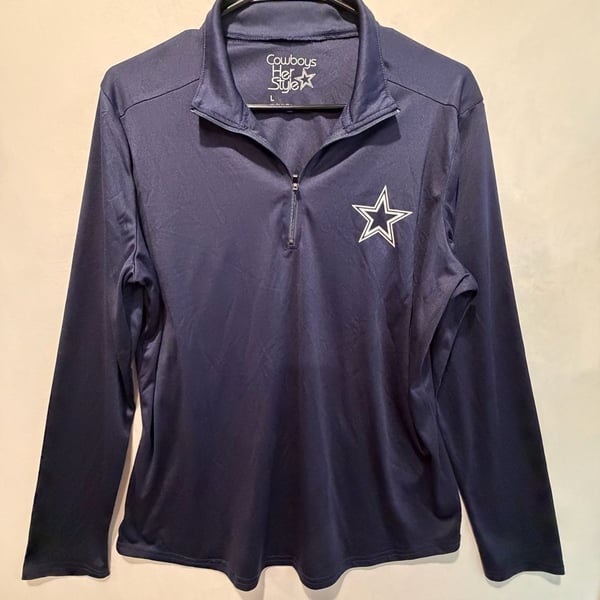 Cowboys Her Style Dallas Cowboys 1/4 Zip Pullover Size L Navy