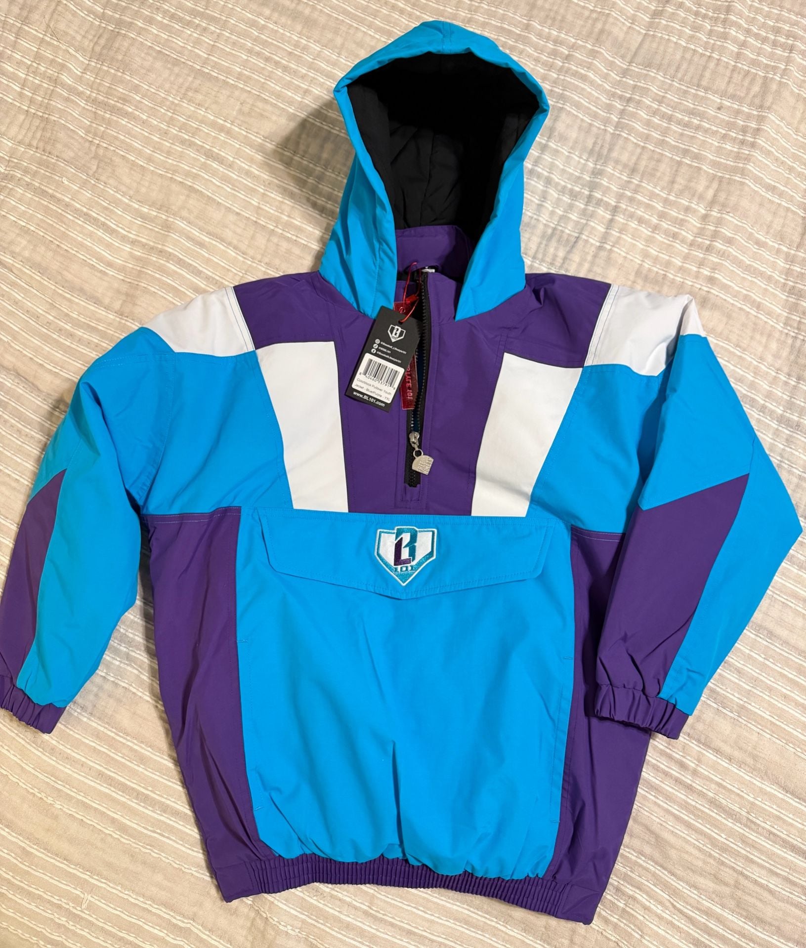 Baseball Lifestyle 101 Colorblock Pullover Jacket YXL Blue Purple 2