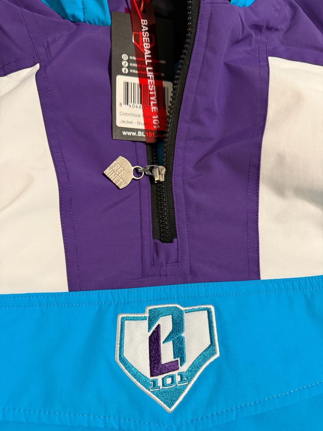Baseball Lifestyle 101 Colorblock Pullover Jacket YXL Blue Purple 4