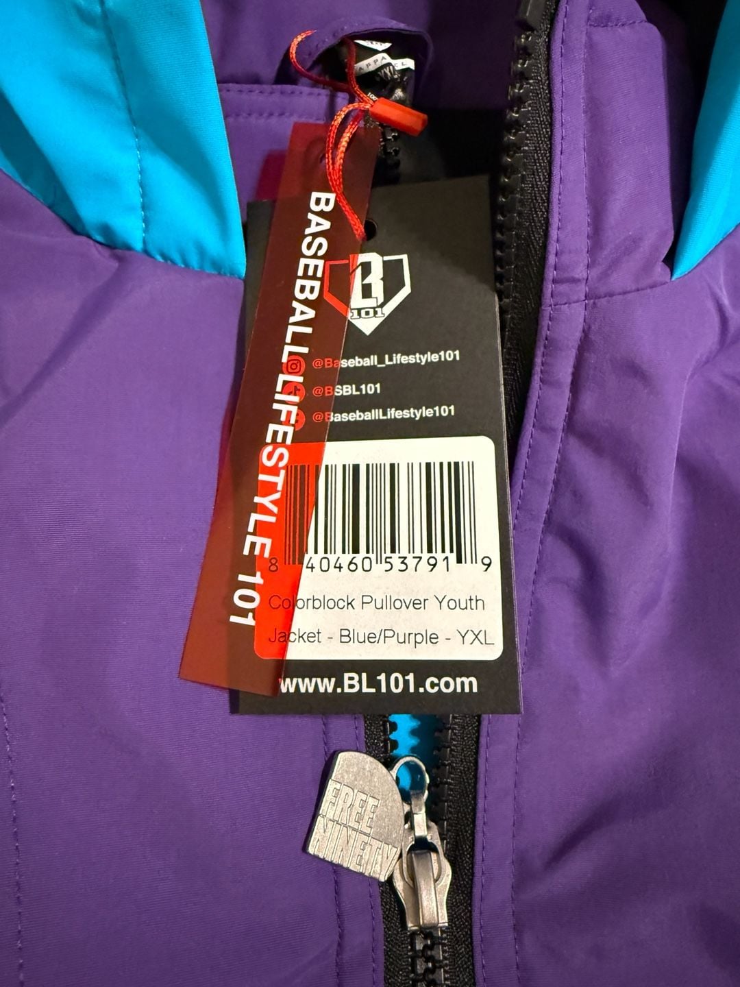 Baseball Lifestyle 101 Colorblock Pullover Jacket YXL Blue Purple 5