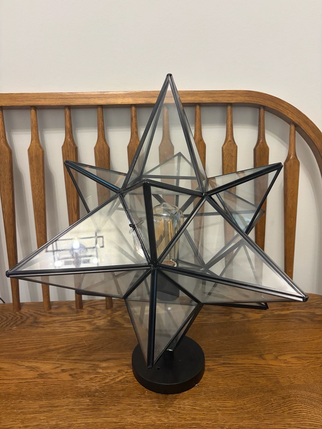Moravian Star Table Lamp Glass Metal Black 1