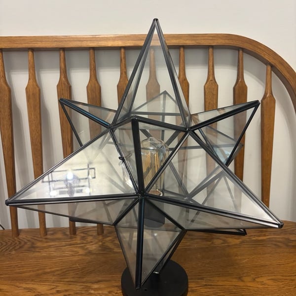 Moravian Star Table Lamp Glass Metal Black