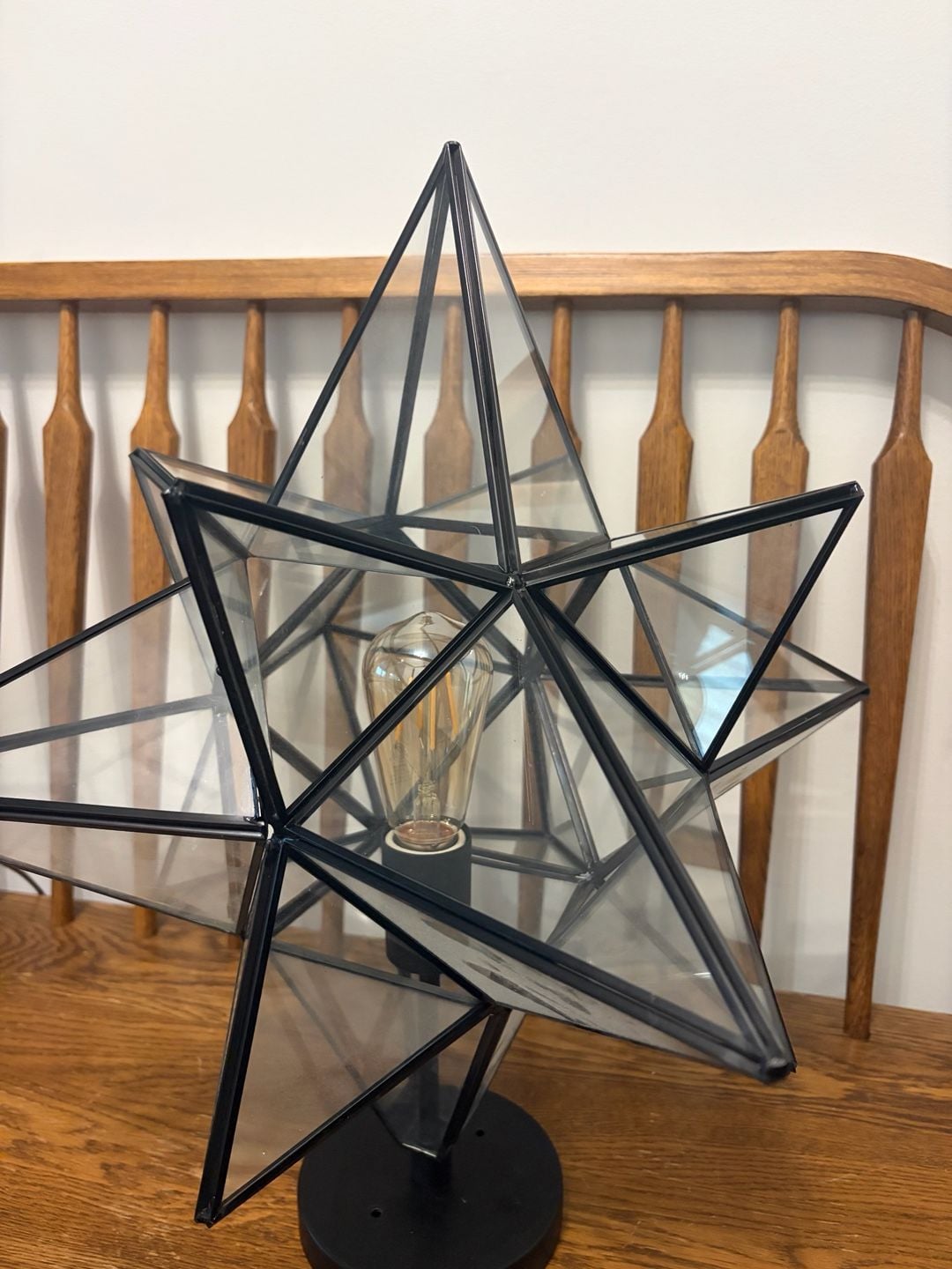 Moravian Star Table Lamp Glass Metal Black 2