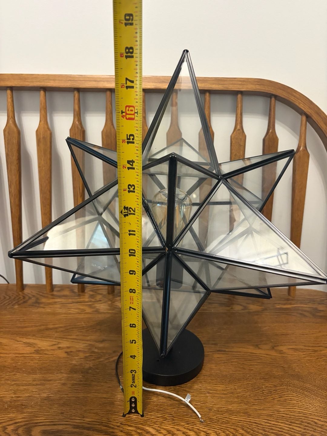Moravian Star Table Lamp Glass Metal Black 3