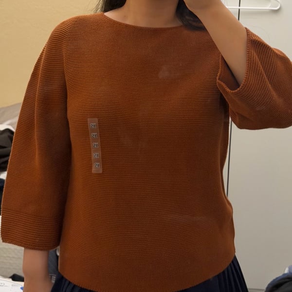 Women's 3D Knit Cotton 3/4 Sleeve Sweater