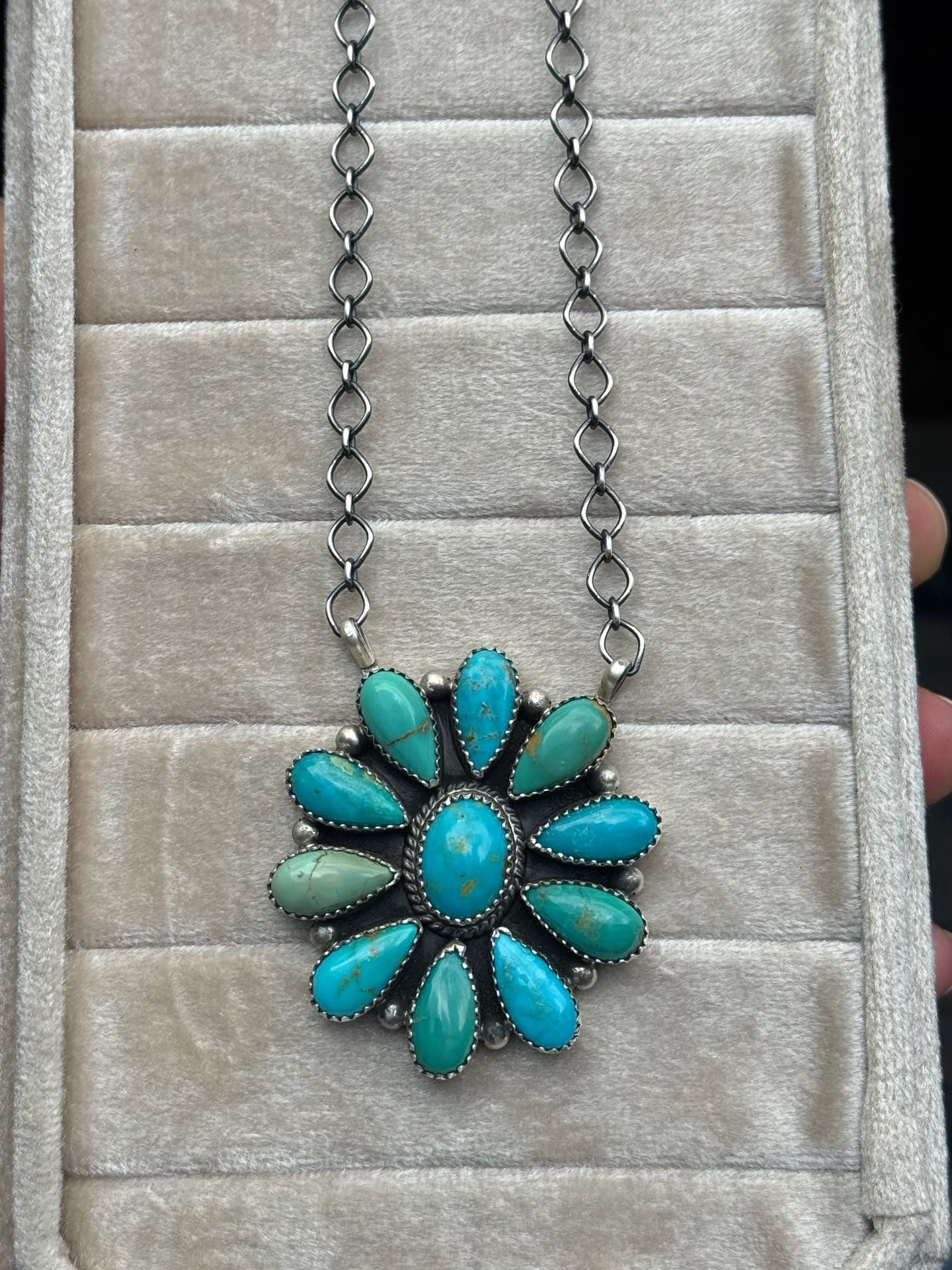Debra Smith Sterling Silver Turquoise Cluster Pendant Necklace 3