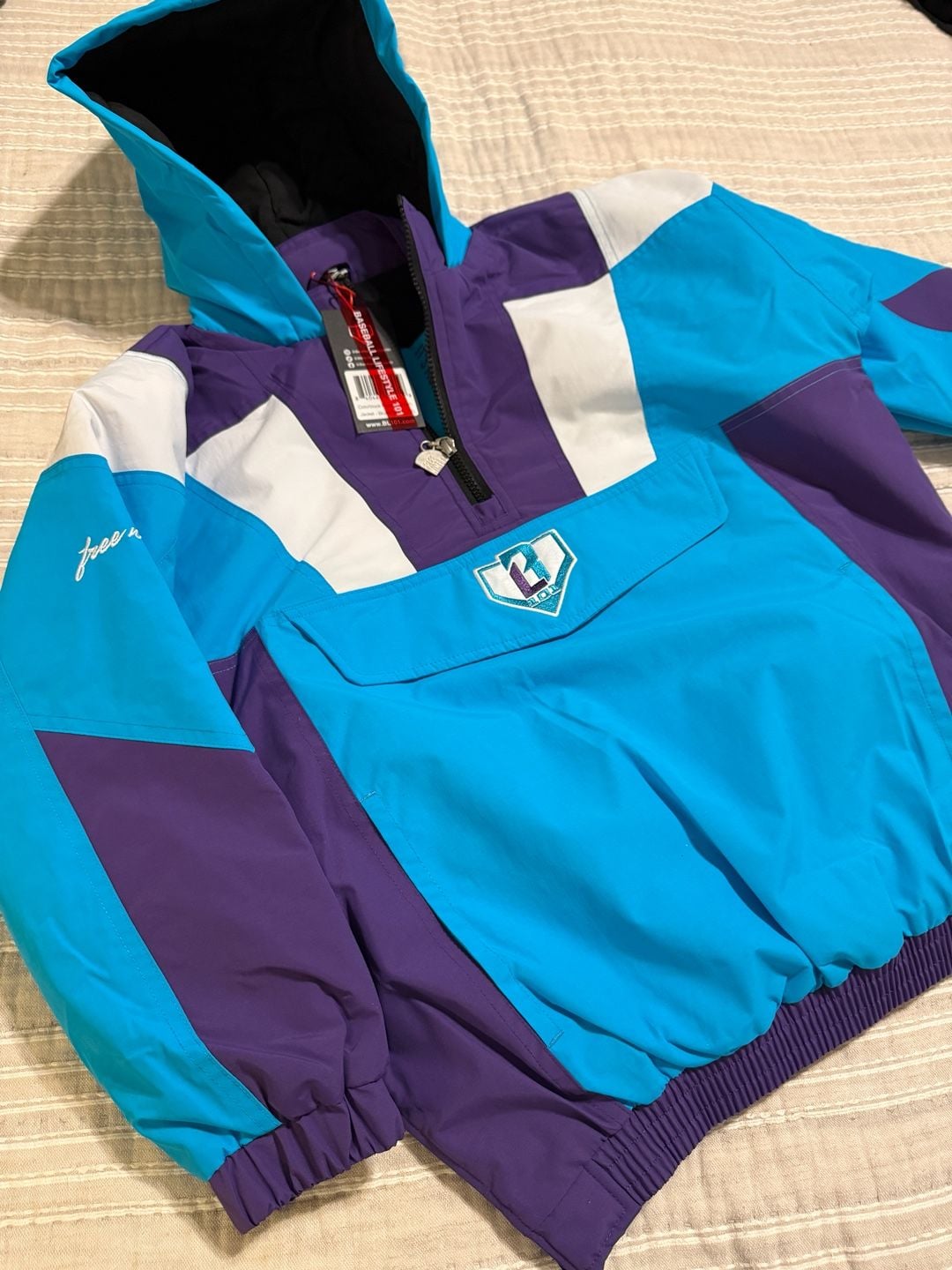 Baseball Lifestyle 101 Colorblock Pullover Jacket YXL Blue Purple 7