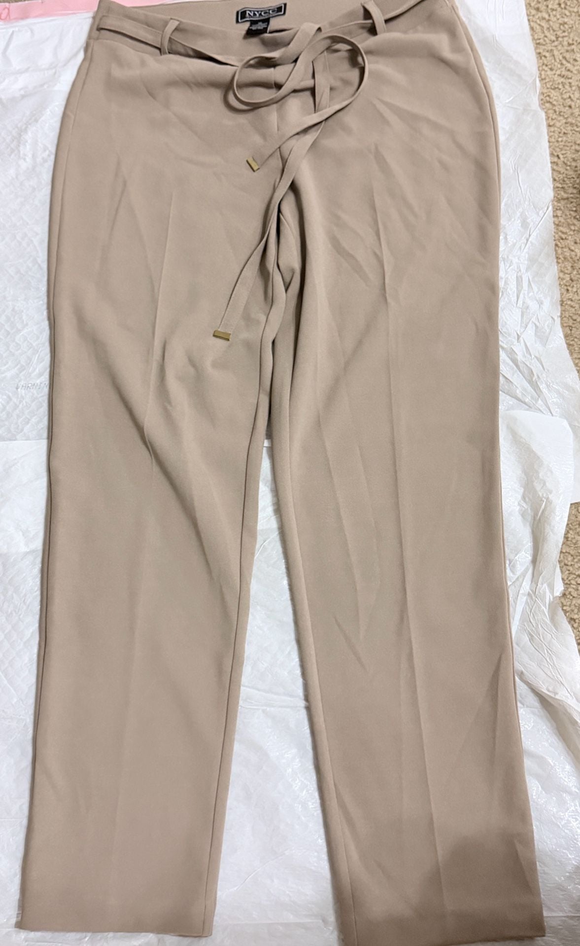Nycc New York Clothing Co pants size 10 beige tie 2