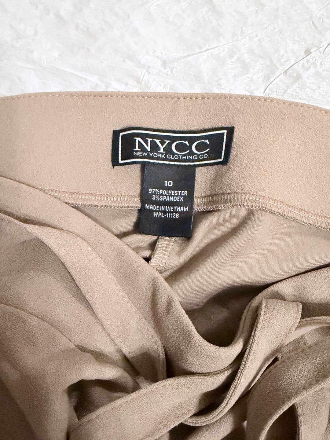 Nycc New York Clothing Co pants size 10 beige tie 3