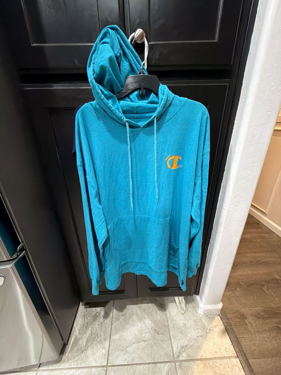 Champion Lightweight Hoodie Sweatshirt Size 3XL Teal Blue 2
