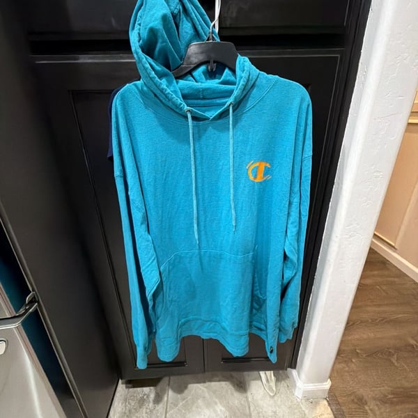 Champion Lightweight Hoodie Sweatshirt Size 3XL Teal Blue