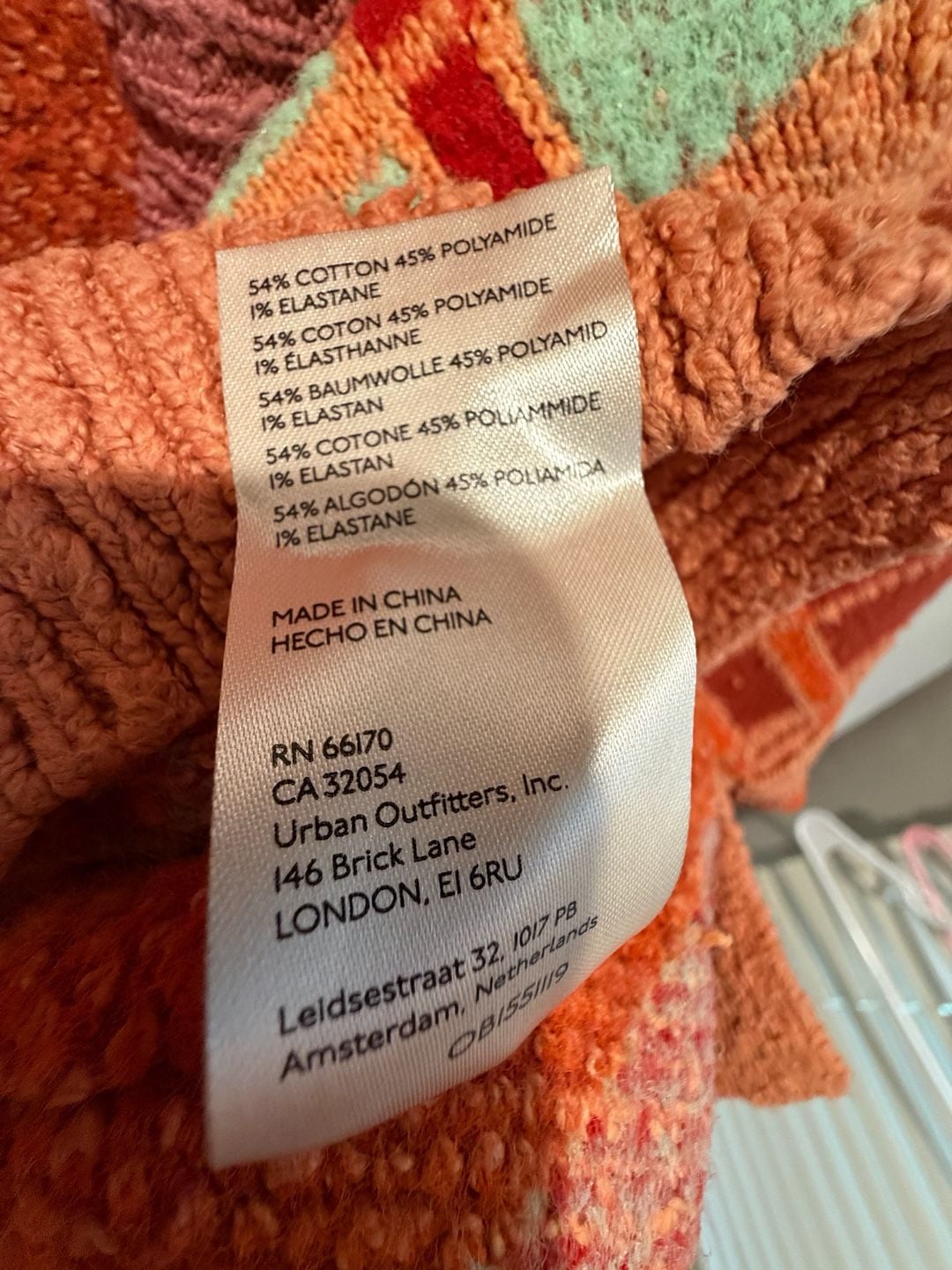 Free People Oversized Plaid Sweater XS Orange V-Neck Long Sleeve 6