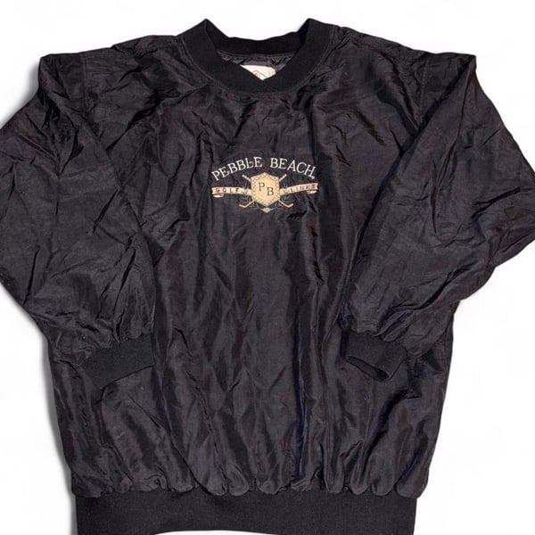 SDI Pebble Beach Golf Links Windbreaker Size M Black Nylon Pullover
