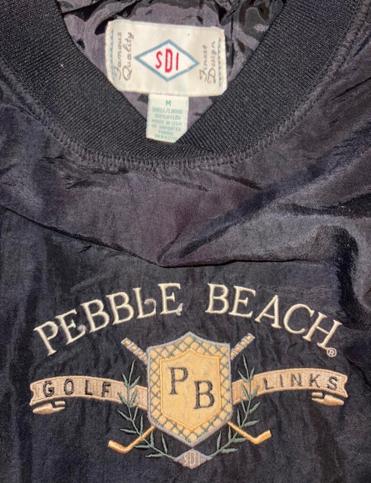 SDI Pebble Beach Golf Links Windbreaker Size M Black Nylon Pullover 2