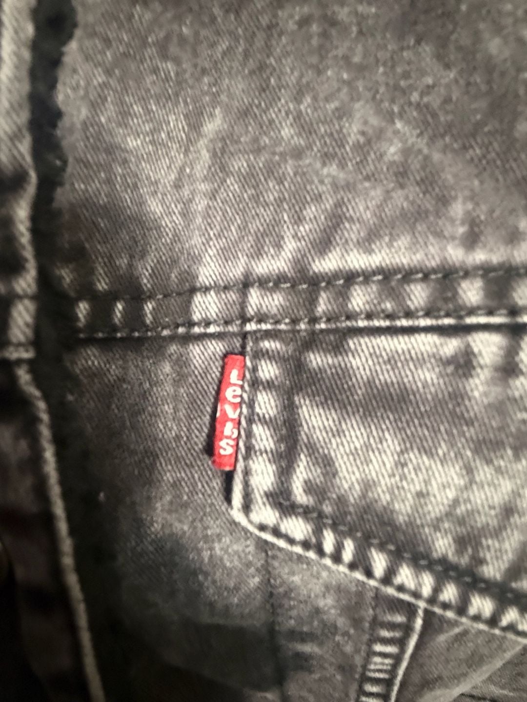 Levi's Long Sherpa Denim Trucker Jacket Black Acid Wash 3