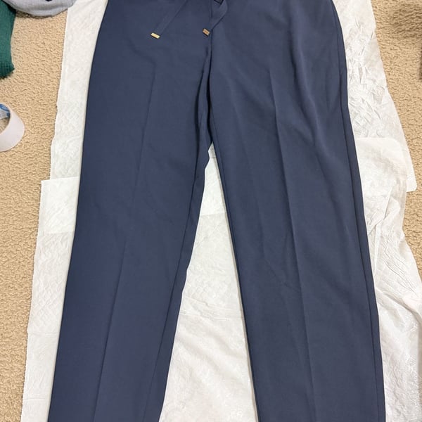 Nycc tie waist pull on pants size 12p navy blue
