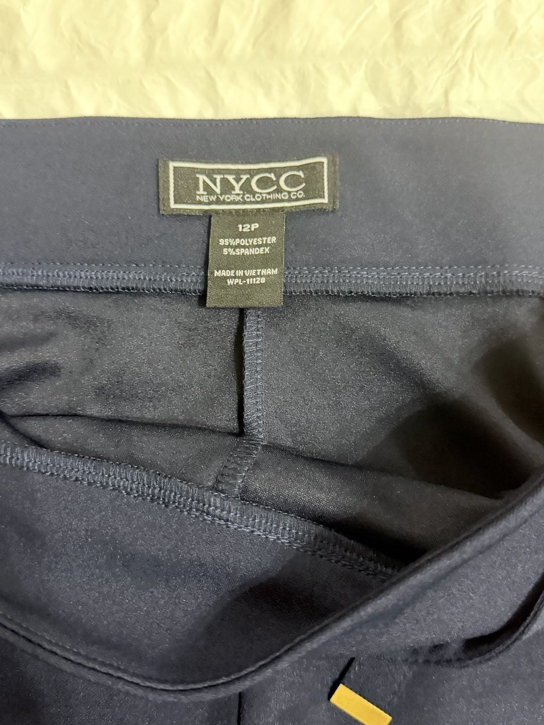 Nycc tie waist pull on pants size 12p navy blue 3