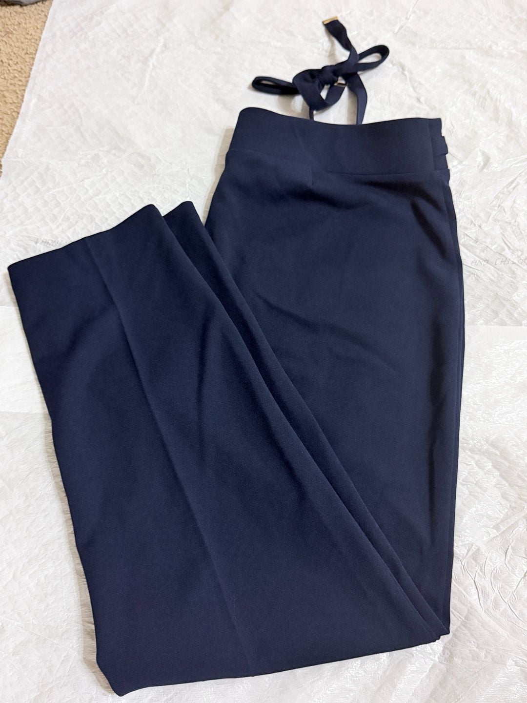 Nycc tie waist pull on pants size 12p navy blue 4