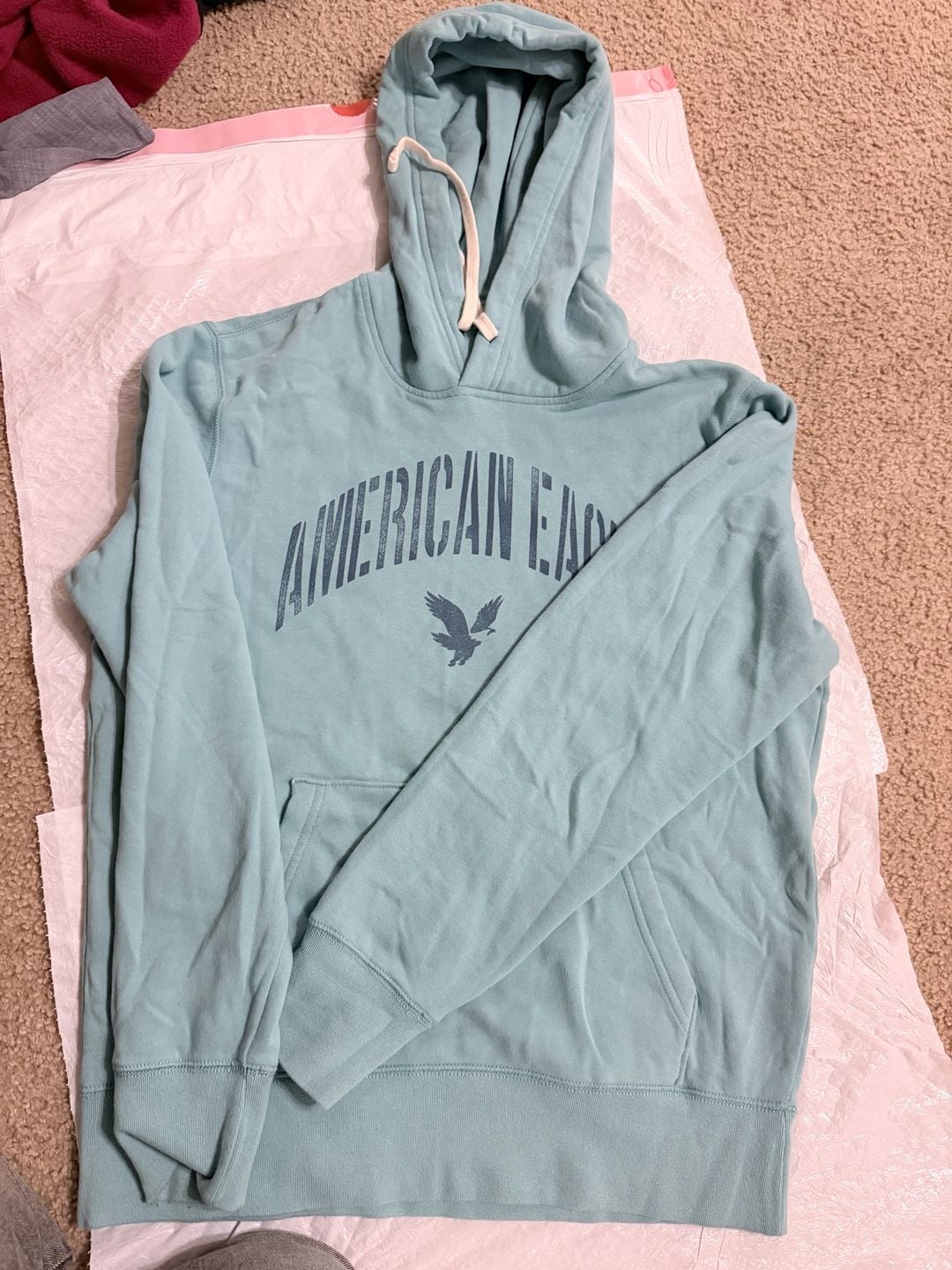 American Eagle Super Soft Logo Hoodie Size M Blue 1