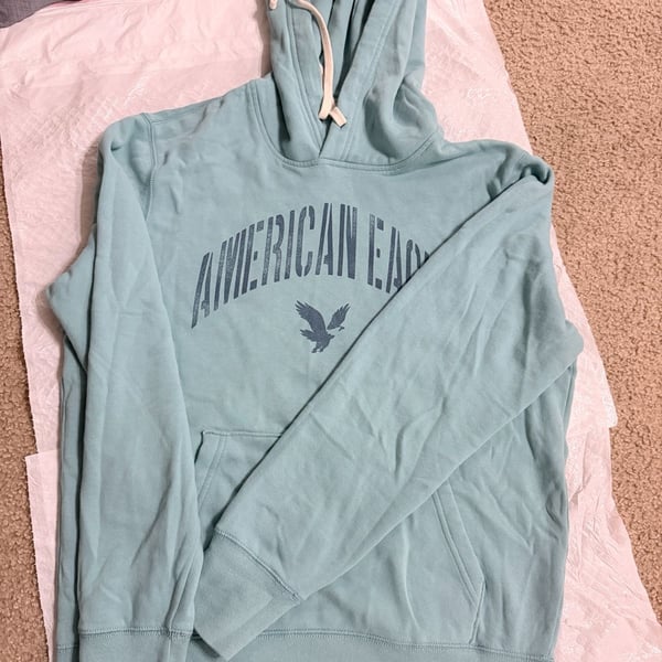 American Eagle Super Soft Logo Hoodie Size M Blue