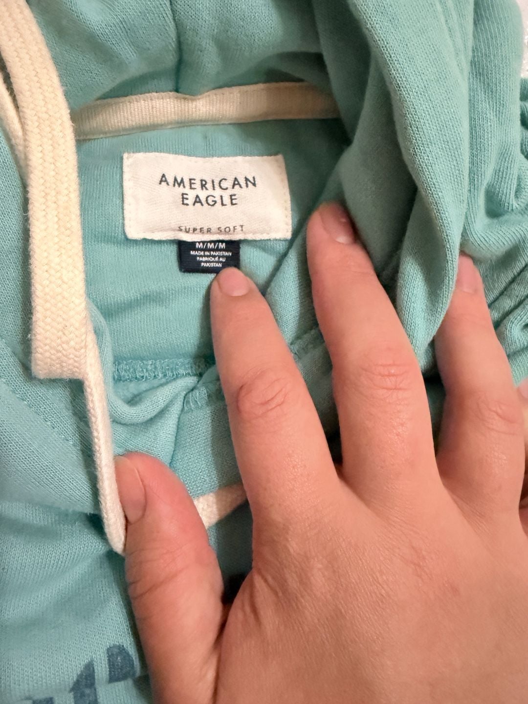 American Eagle Super Soft Logo Hoodie Size M Blue 2
