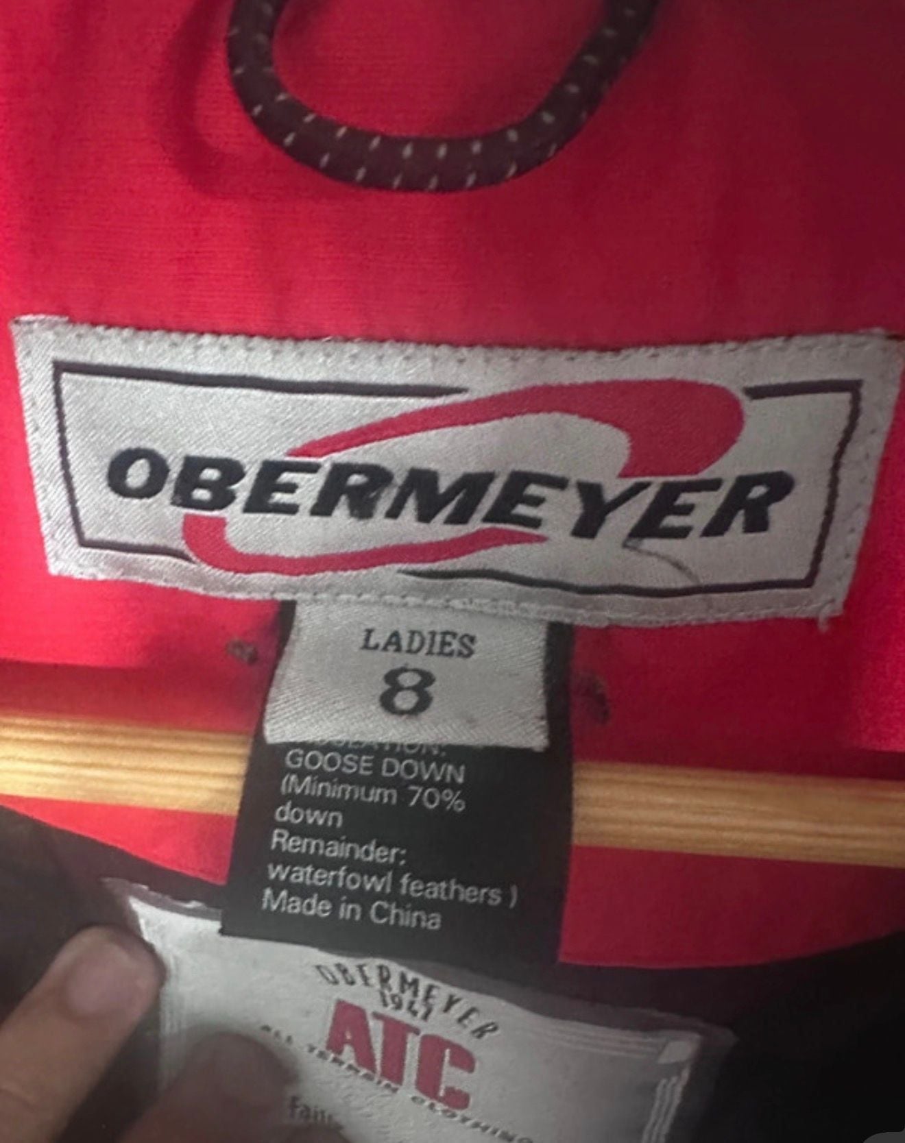 Obermeyer ATC Ski Jacket Size 8 Red Goose Down 4