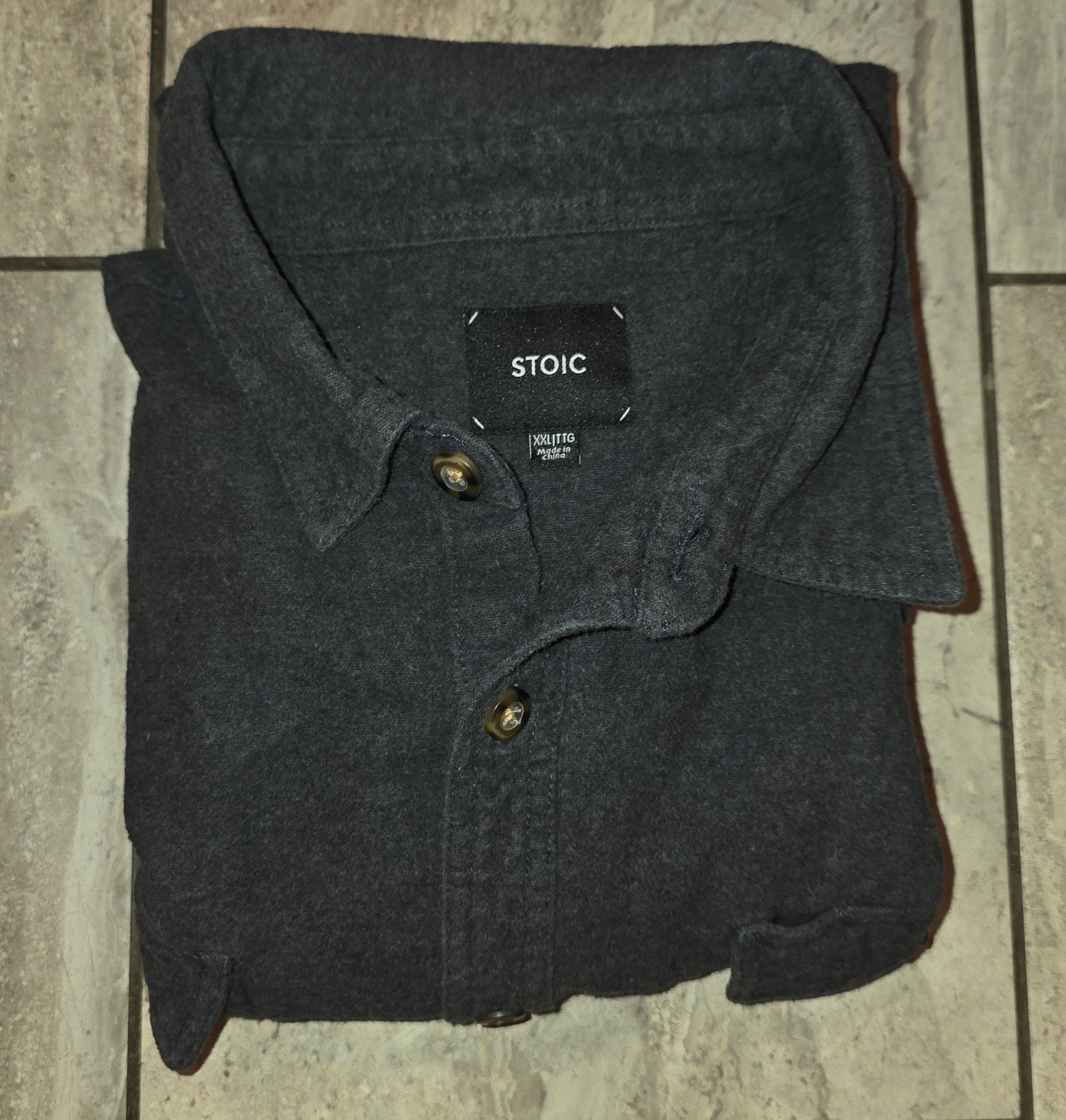 Stoic Flannel shirt size XXL/TTG dark gray button up 5