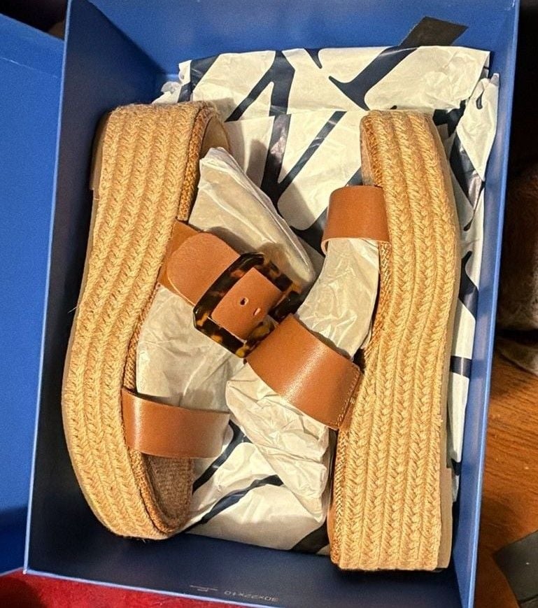 J.McLaughlin Fleur Sandals Size 8 Rich Cognac Wedge Platform Espadrille 2