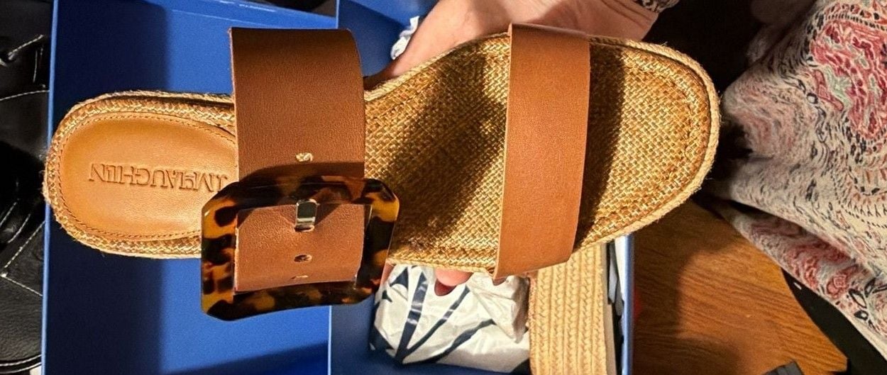 J.McLaughlin Fleur Sandals Size 8 Rich Cognac Wedge Platform Espadrille 3