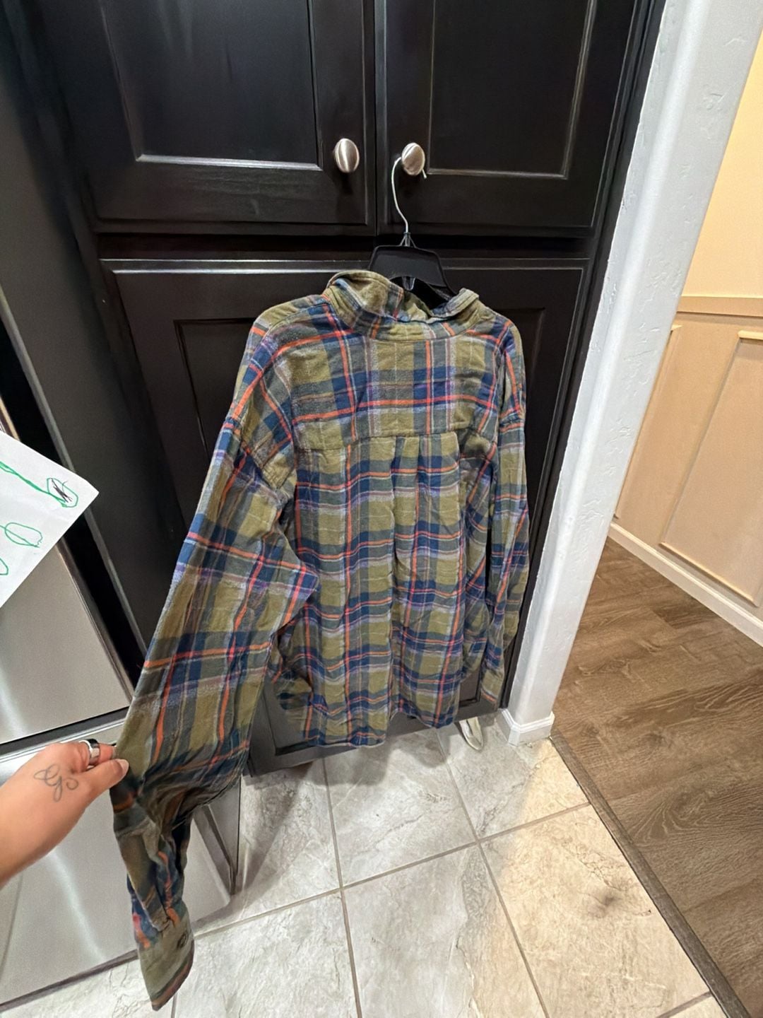 The Foundry Plaid Flannel Shirt Size 3XLT Green Blue Long Sleeve 4