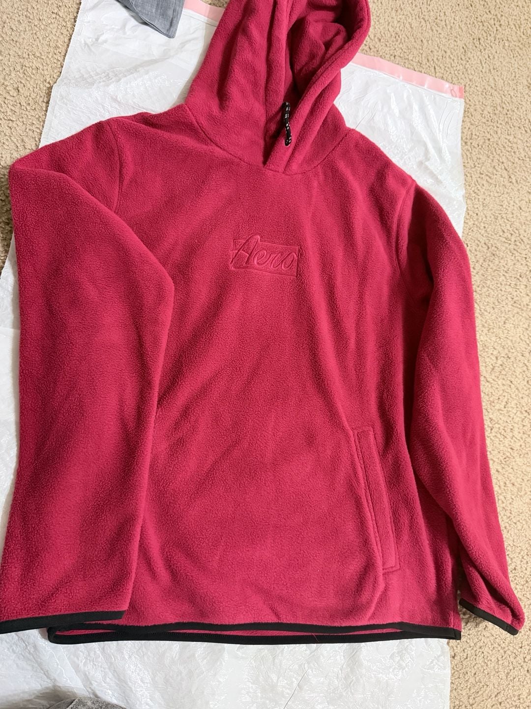 Aeropostale Fleece Hoodie Size M red Pullover 2