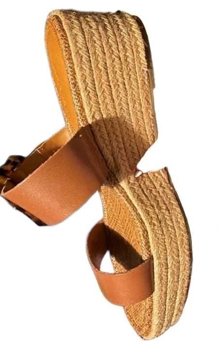 J.McLaughlin Fleur Sandals Size 8 Rich Cognac Wedge Platform Espadrille 7