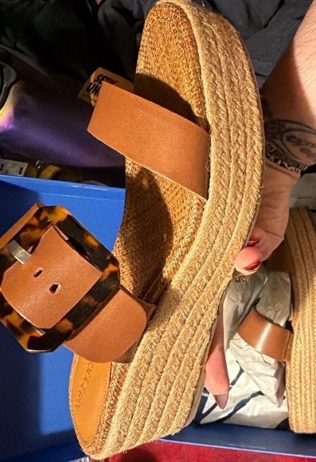 J.McLaughlin Fleur Sandals Size 8 Rich Cognac Wedge Platform Espadrille 8