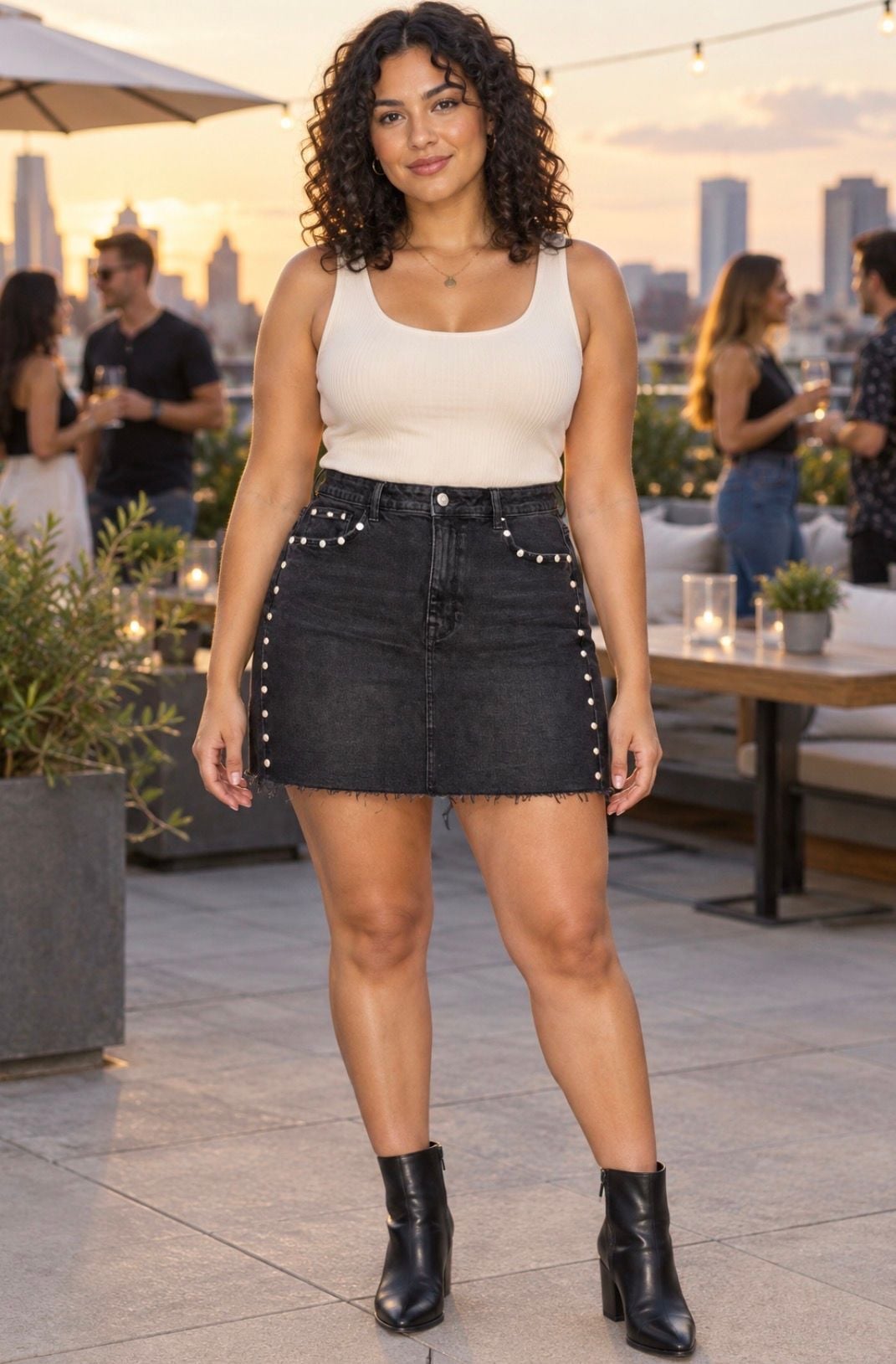 Kensie Jeans Black Studded High-Rise Denim Mini Skirt – Size 12/31 2