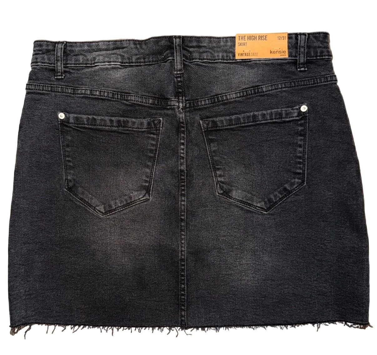 Kensie Jeans Black Studded High-Rise Denim Mini Skirt – Size 12/31 6