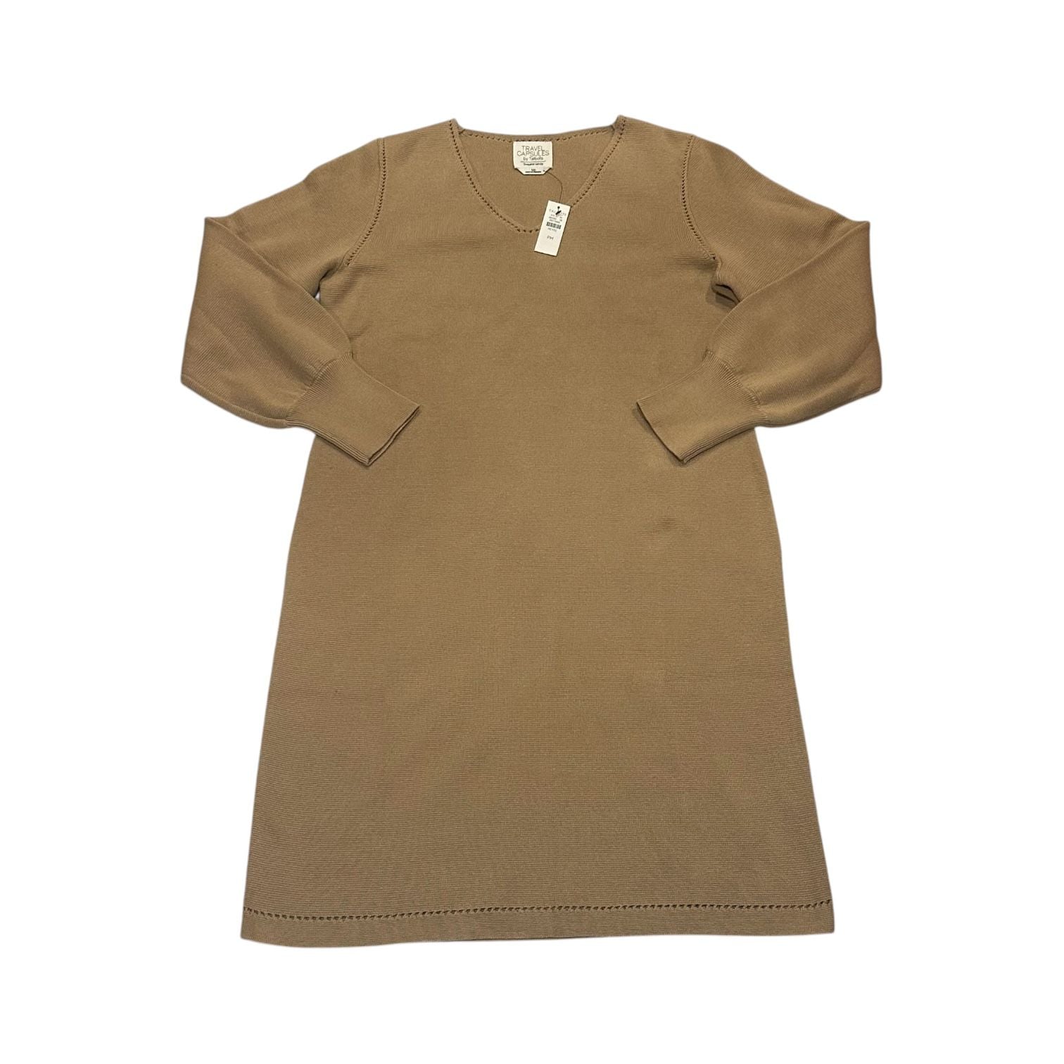 Travel Capsules by Talbots Sweater Dress Size Petite Medium Brown V-Neck Knit 2