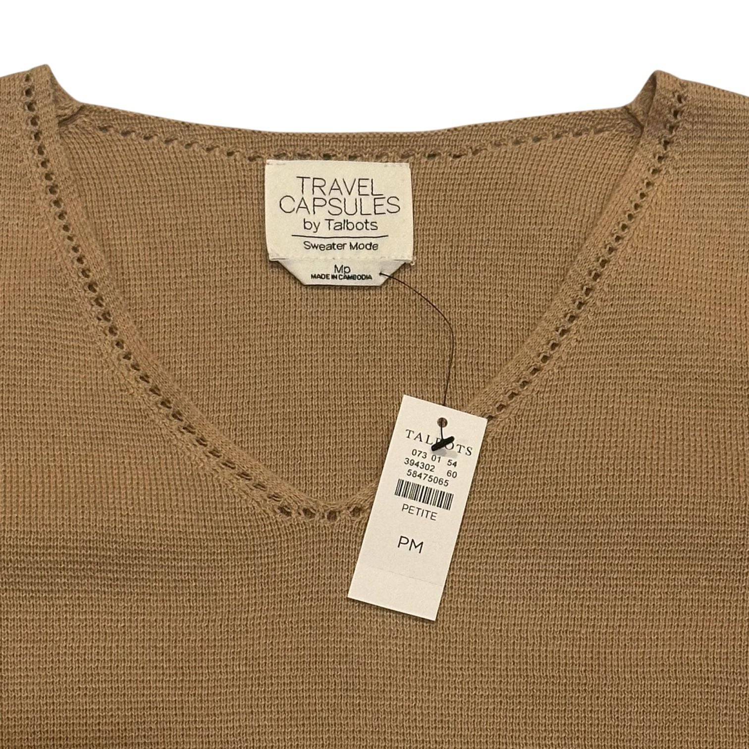 Travel Capsules by Talbots Sweater Dress Size Petite Medium Brown V-Neck Knit 5