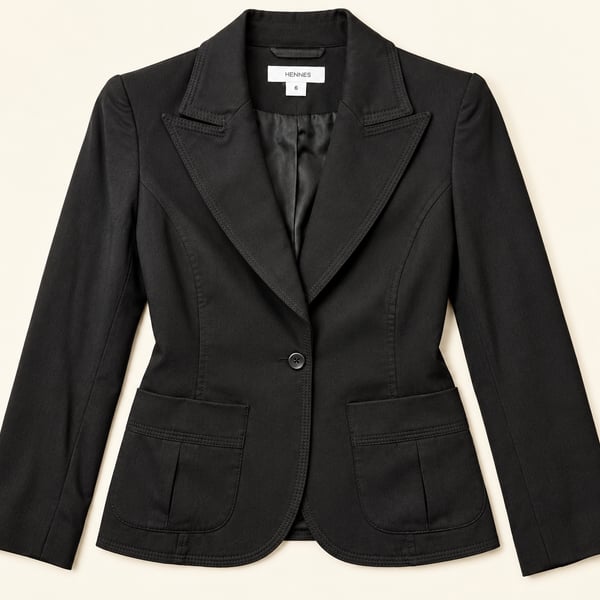 HENNES Black Fitted Blazer Size 6 Tailored Minimalist Office Core Jacket