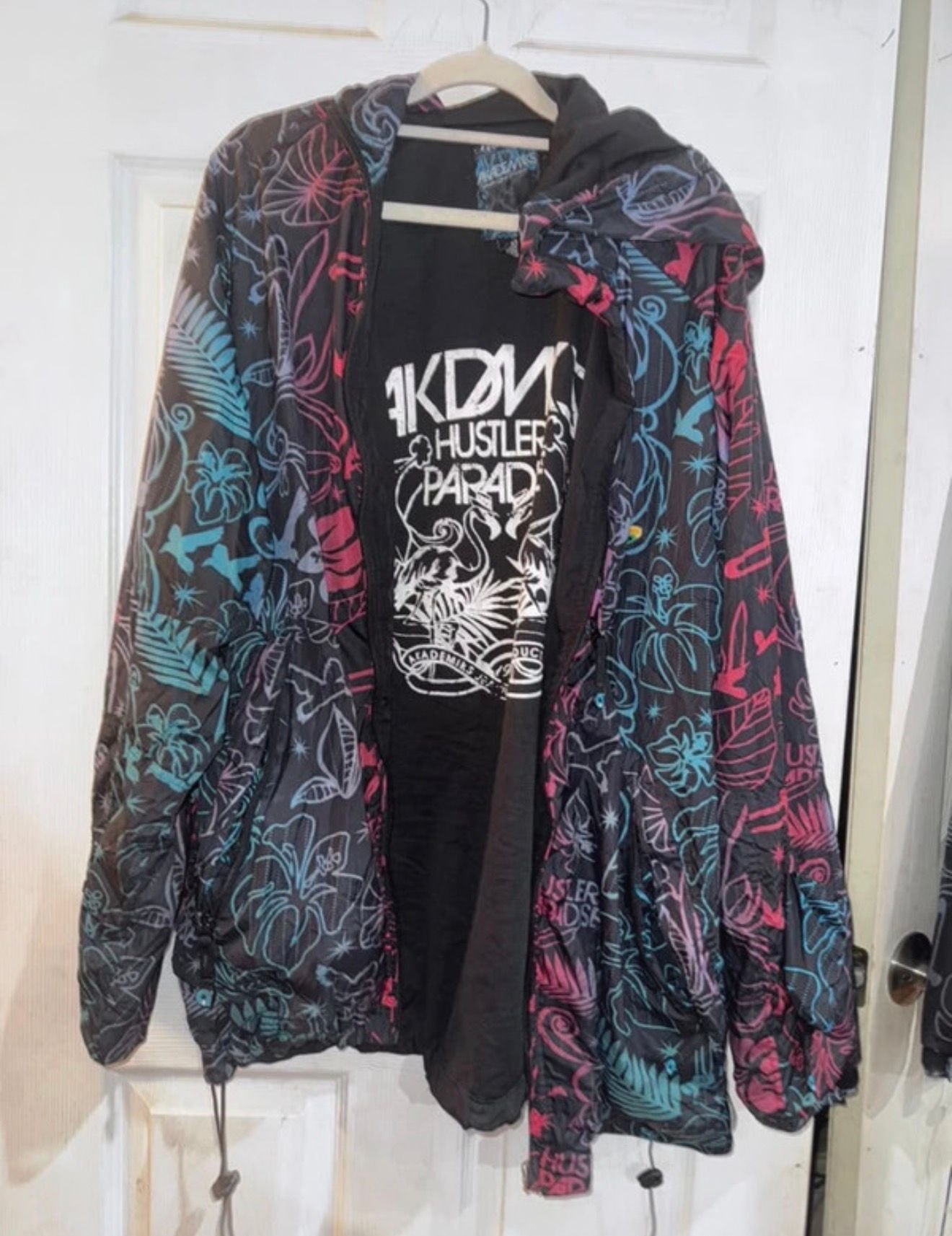 Akademiks Windbreaker Jacket Size 2XL Black Multi Hustlers Paradise 1