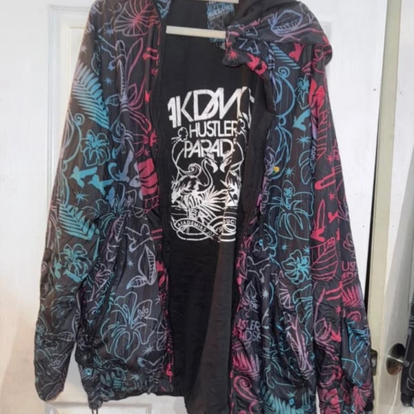Akademiks Windbreaker Jacket Size 2XL Black Multi Hustlers Paradise