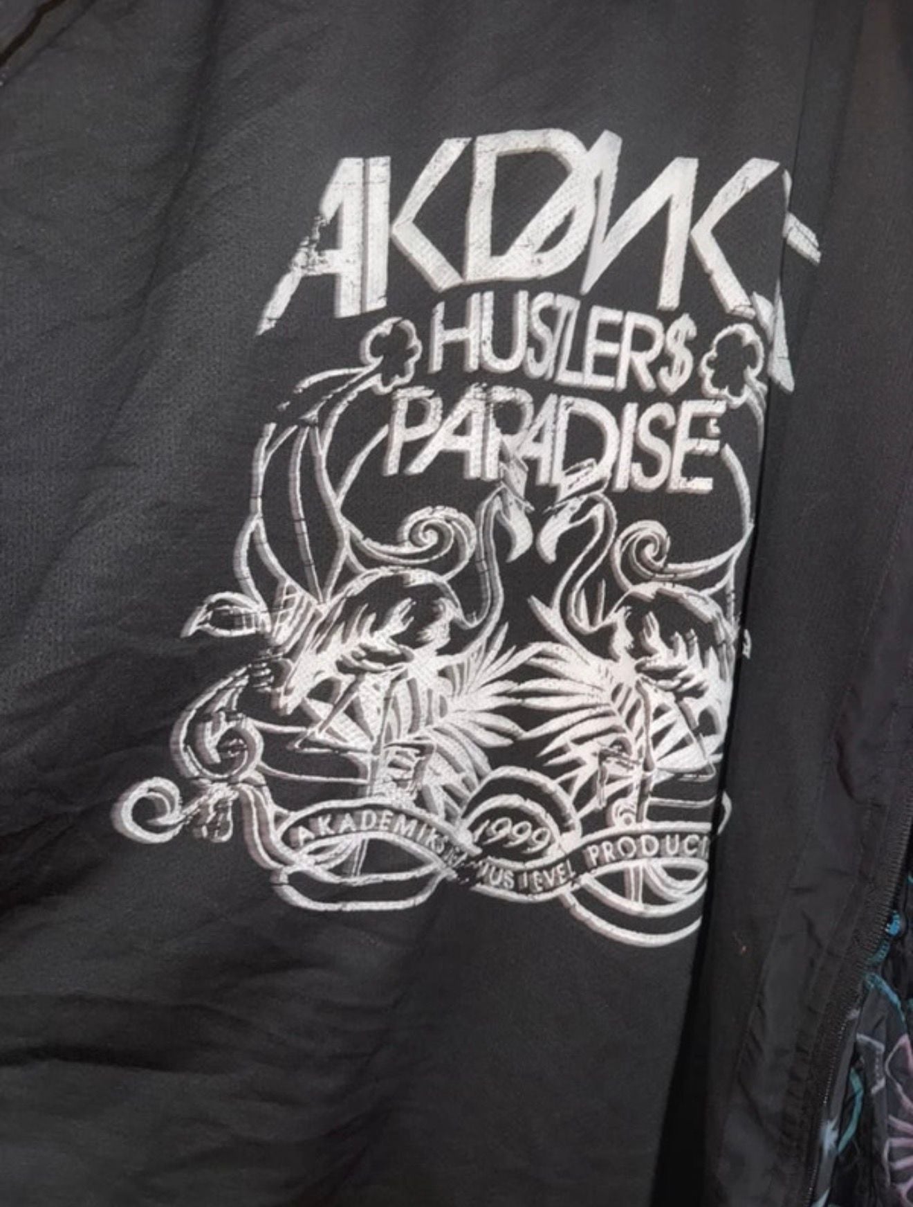 Akademiks Windbreaker Jacket Size 2XL Black Multi Hustlers Paradise 2