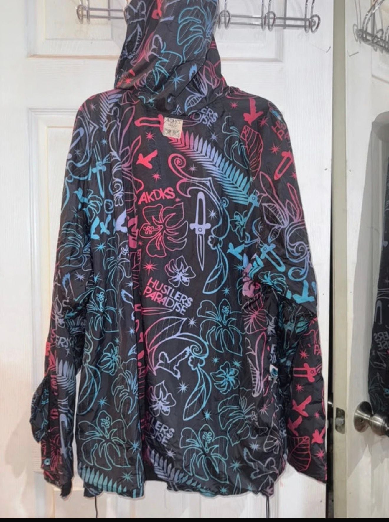Akademiks Windbreaker Jacket Size 2XL Black Multi Hustlers Paradise 4