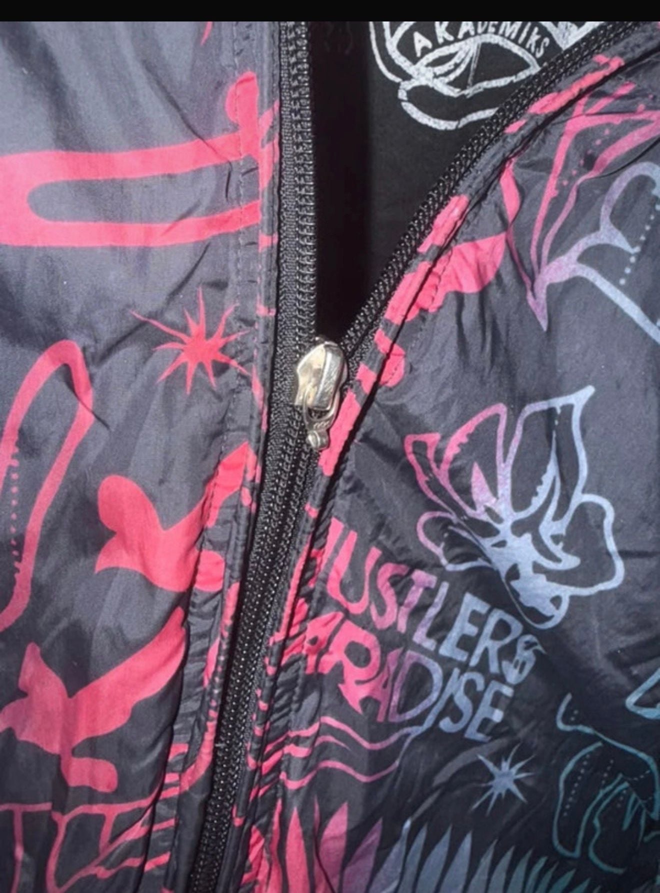 Akademiks Windbreaker Jacket Size 2XL Black Multi Hustlers Paradise 5