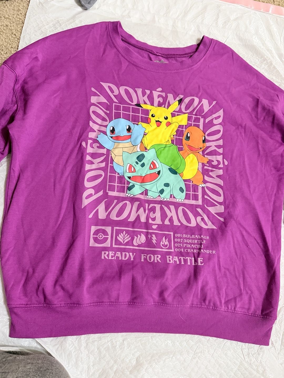 Pokemon Sweatshirt Ready For Battle Size M Purple 1