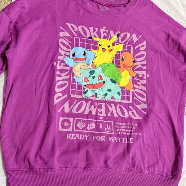 Pokemon Sweatshirt Ready For Battle Size M Purple