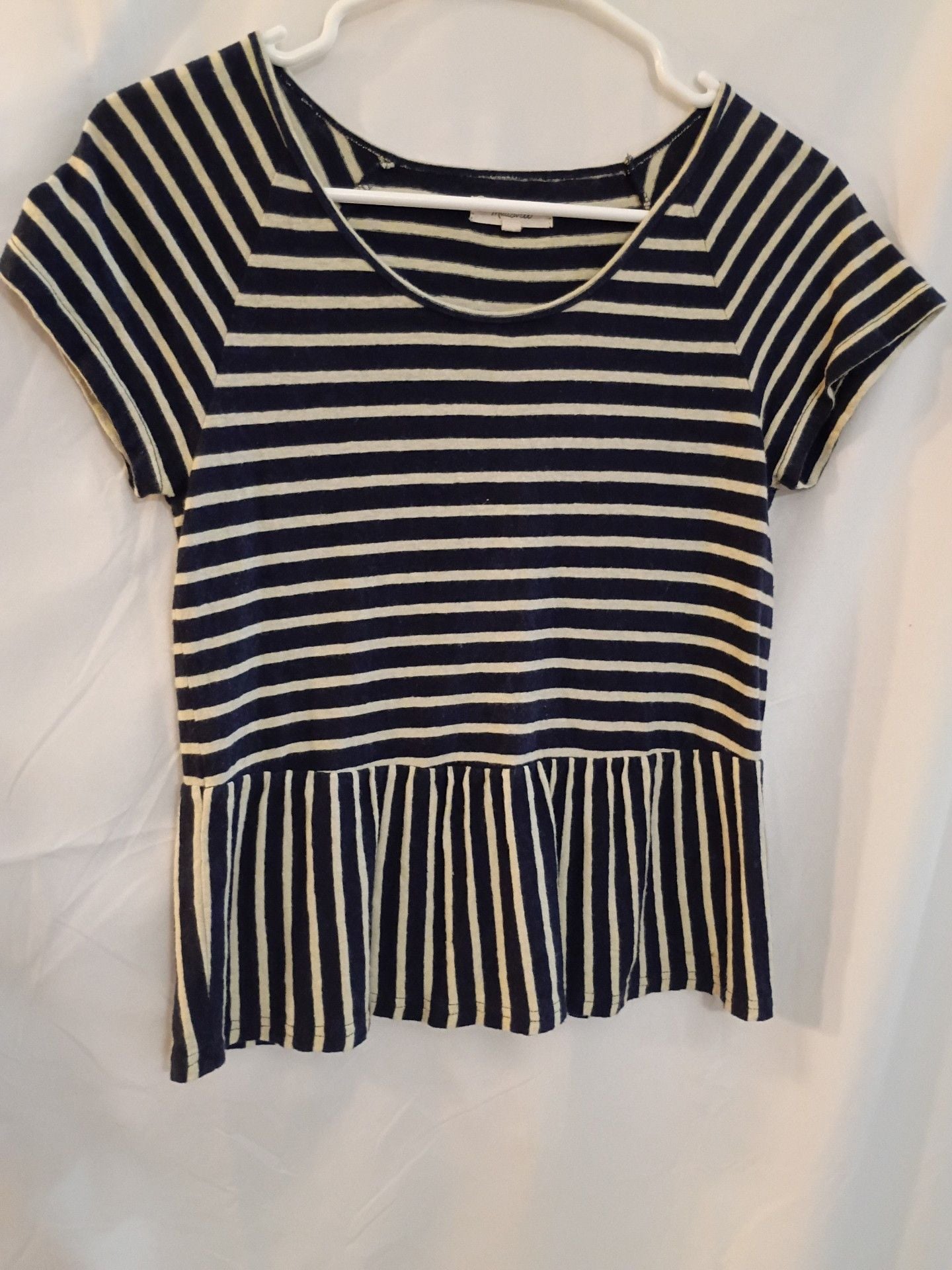 Madewell Short Sleeve Swing Panel Striped T-Shirt Size XXS Navy Cream 2