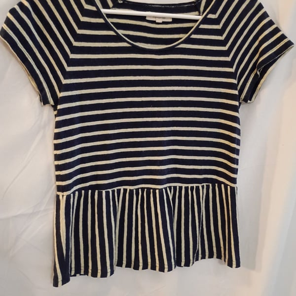 Madewell Short Sleeve Swing Panel Striped T-Shirt Size XXS Navy Cream